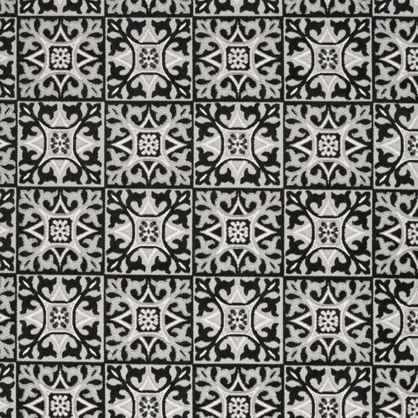 Homeroots 6' X 9' Black And White Fleur De Lis Stain Resistant Non Skid Area Rug  Polypropylene 505650