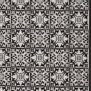 Homeroots 5' X 8' Black And White Fleur De Lis Stain Resistant Non Skid Area Rug  Polypropylene 505653