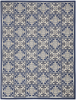 Homeroots 6' X 9' Blue Fleur De Lis Stain Resistant Non Skid Area Rug  Polypropylene 505655