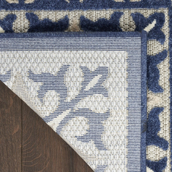 HomeRoots 9' Blue Fleur De Lis Area Rug - Stain Resistant, Non-Skid Design for Timeless Elegance & Durability 6' X 9' 505655