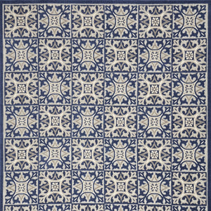 Homeroots 6' X 9' Blue Fleur De Lis Stain Resistant Non Skid Area Rug  Polypropylene 505655