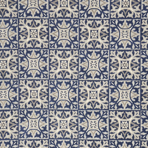 Homeroots 7' X 10' Blue Fleur De Lis Stain Resistant Non Skid Area Rug  Polypropylene 505656