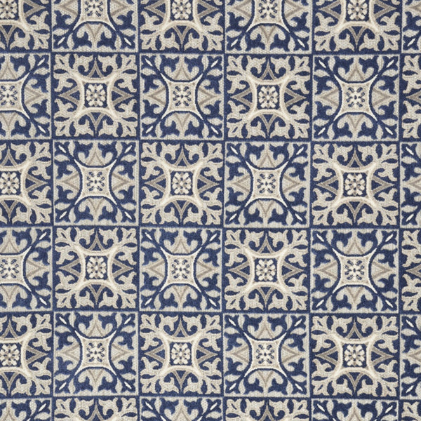 Homeroots 7' X 10' Blue Fleur De Lis Stain Resistant Non Skid Area Rug  Polypropylene 505656