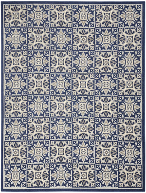 Homeroots 4' Blue Fleur De Lis Stain Resistant Non-skid Area Rug - Perfect For Homes With Kids & Pets! 4' X 6' Polypropylene 505657