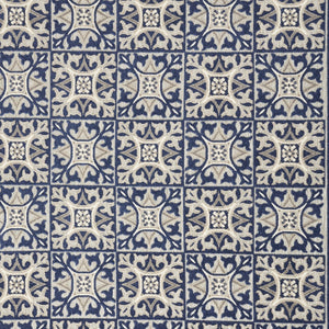 Homeroots 4' Blue Fleur De Lis Stain Resistant Non-skid Area Rug - Perfect For Homes With Kids & Pets! 4' X 6' Polypropylene 505657