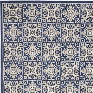 Homeroots 5' X 8' Blue Fleur De Lis Stain Resistant Non Skid Area Rug  Polypropylene 505658