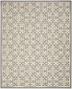 HomeRoots 9' Elegant Ivory and Grey Fleur De Lis Area Rug - Stain Resistant, Non-Skid, Perfect for Homes 6' X 9' 505660