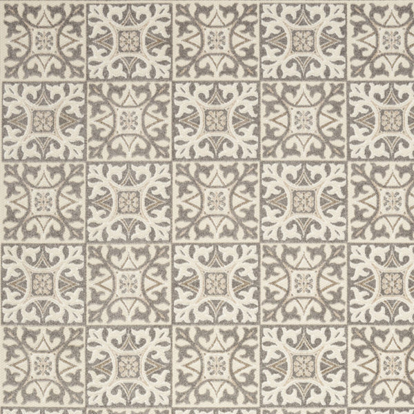 Homeroots 6' X 9' Ivory And Grey Fleur De Lis Stain Resistant Non Skid Area Rug  Polypropylene 505660