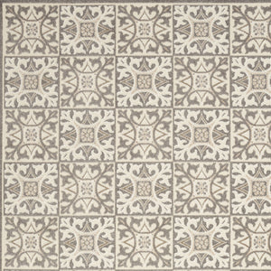 Homeroots 7' X 10' Ivory And Grey Fleur De Lis Stain Resistant Non Skid Area Rug  Polypropylene 505661