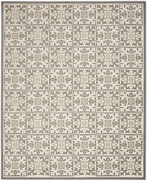 Homeroots 5' X 8' Ivory And Grey Fleur De Lis Stain Resistant Non Skid Area Rug  Polypropylene 505663