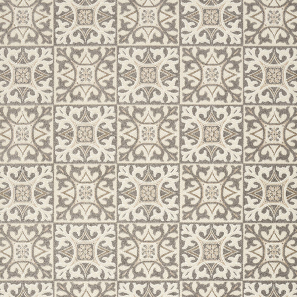 Homeroots 5' X 8' Ivory And Grey Fleur De Lis Stain Resistant Non Skid Area Rug  Polypropylene 505663