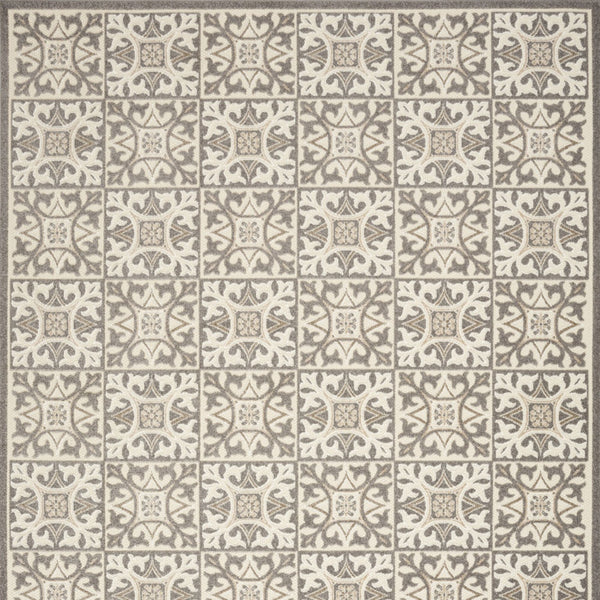 Homeroots 8' X 11' Ivory And Gray Geometric Non Skid Indoor Outdoor Area Rug  Polypropylene 505664