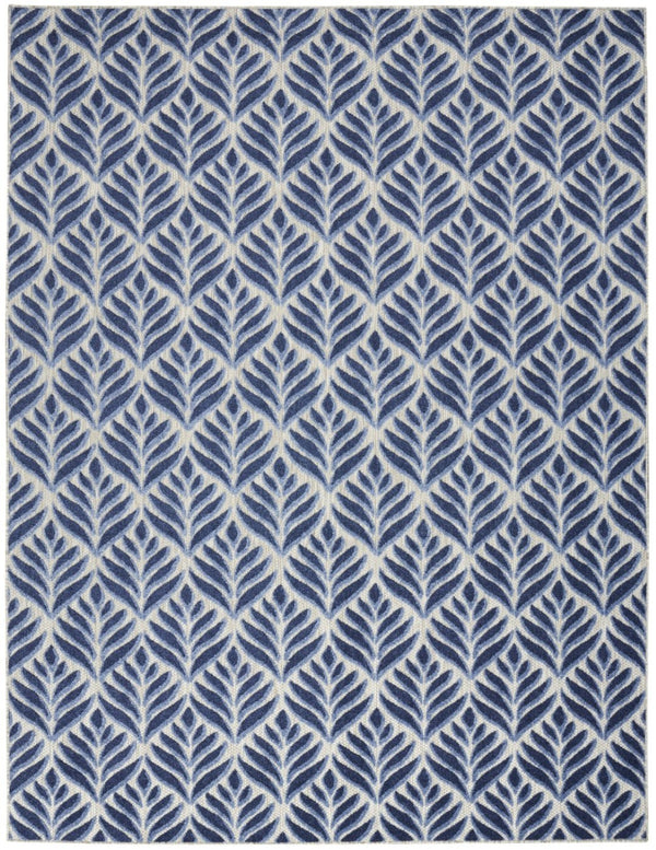 HomeRoots 9' Elegant Blue Floral Area Rug - Stain Resistant, Non-Skid, Perfect for High-Traffic Homes & Spaces 6' X 9' 505665