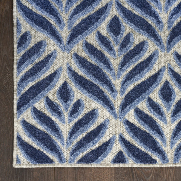 HomeRoots 9' Elegant Blue Floral Area Rug - Stain Resistant, Non-Skid, Perfect for High-Traffic Homes & Spaces 6' X 9' 505665