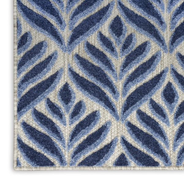 HomeRoots 9' Elegant Blue Floral Area Rug - Stain Resistant, Non-Skid, Perfect for High-Traffic Homes & Spaces 6' X 9' 505665