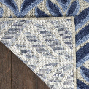 HomeRoots 9' Elegant Blue Floral Area Rug - Stain Resistant, Non-Skid, Perfect for High-Traffic Homes & Spaces 5' X 8' 505668