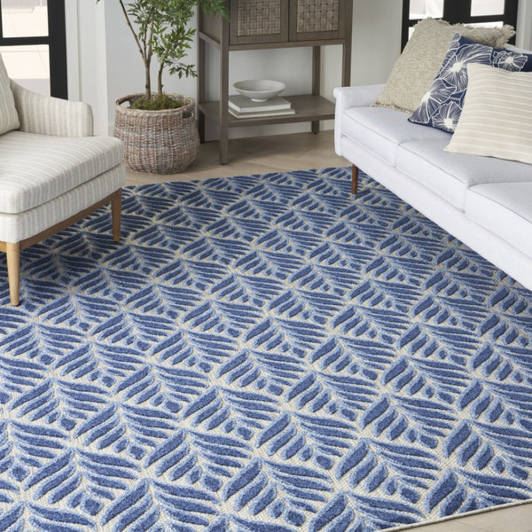 HomeRoots 9' Elegant Blue Floral Area Rug - Stain Resistant, Non-Skid, Perfect for High-Traffic Homes & Spaces 5' X 8' 505668