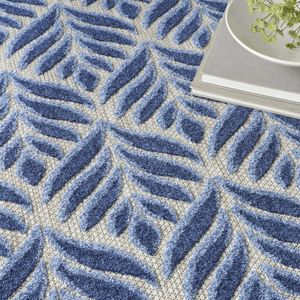 HomeRoots 9' Elegant Blue Floral Area Rug - Stain Resistant, Non-Skid, Perfect for High-Traffic Homes & Spaces 5' X 8' 505668