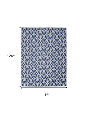 Homeroots 8' X 11' Blue Floral Non Skid Indoor Outdoor Area Rug  Polypropylene 505669