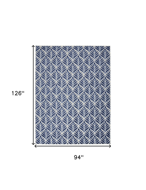 Homeroots 8' X 11' Blue Floral Non Skid Indoor Outdoor Area Rug  Polypropylene 505669