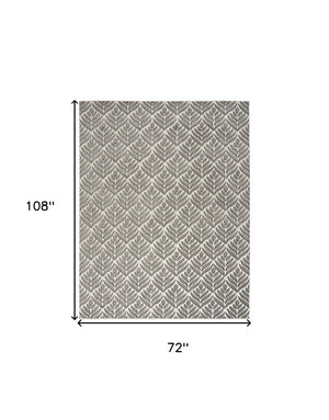 HomeRoots 9' Charcoal Floral Area Rug - Stain Resistant, Non-Skid, Ideal for Family Spaces and Everyday Use 6' X 9' 505670