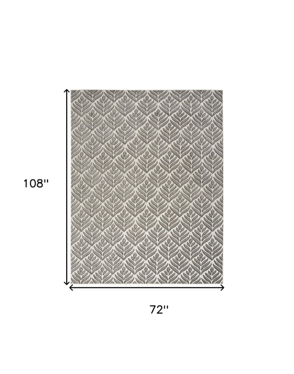 HomeRoots 9' Charcoal Floral Area Rug - Stain Resistant, Non-Skid, Ideal for Family Spaces and Everyday Use 6' X 9' 505670