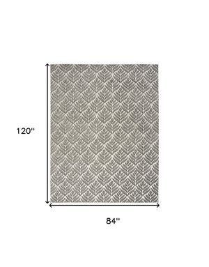 HomeRoots 9' Charcoal Floral Area Rug - Stain Resistant, Non-Skid, Ideal for Family Spaces and Everyday Use 7' X 10' 505671