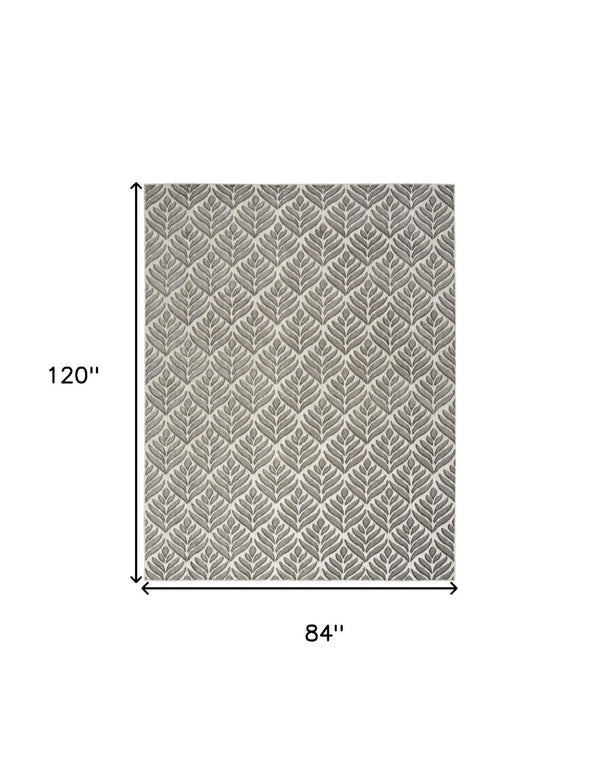 HomeRoots 9' Charcoal Floral Area Rug - Stain Resistant, Non-Skid, Ideal for Family Spaces and Everyday Use 7' X 10' 505671