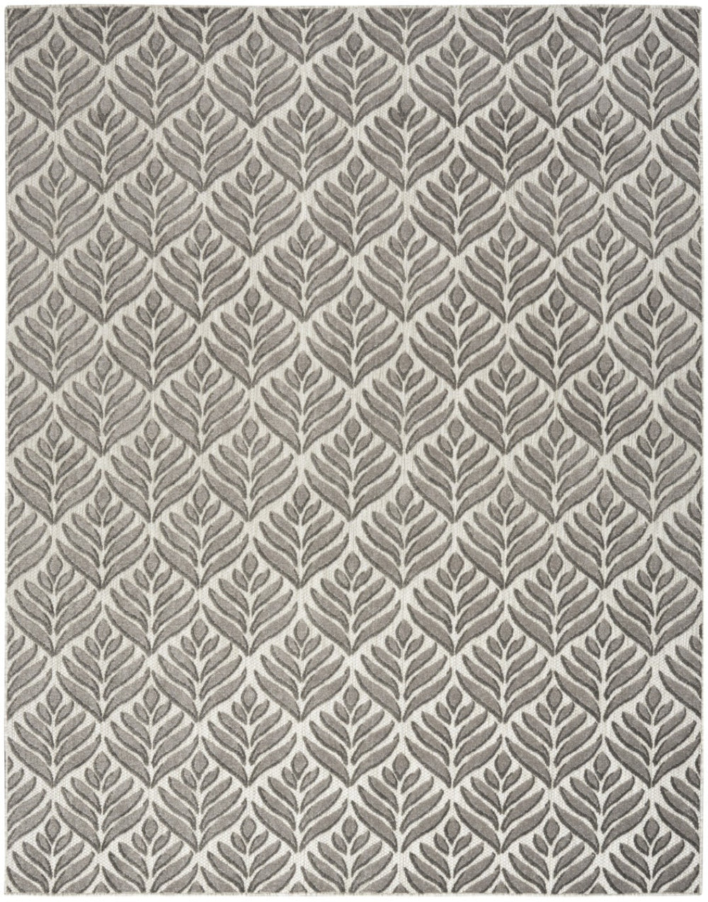 HomeRoots 9' Charcoal Floral Area Rug - Stain Resistant, Non-Skid, Ideal for Family Spaces and Everyday Use 7' X 10' 505671
