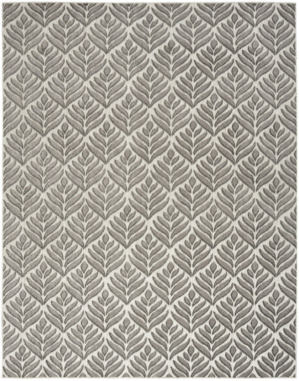HomeRoots 9' Charcoal Floral Area Rug - Stain Resistant, Non-Skid, Ideal for Family Spaces and Everyday Use 7' X 10' 505671
