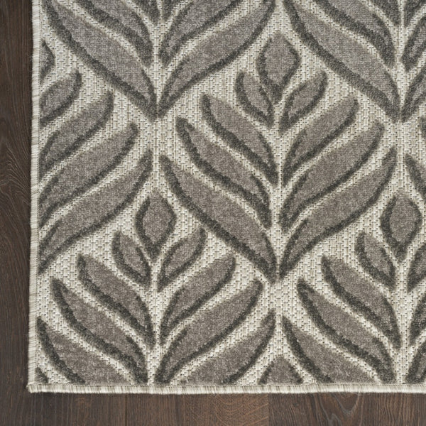 HomeRoots 9' Charcoal Floral Area Rug - Stain Resistant, Non-Skid, Ideal for Family Spaces and Everyday Use 5' X 8' 505673