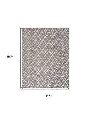 HomeRoots 9' Charcoal Floral Area Rug - Stain Resistant, Non-Skid, Ideal for Family Spaces and Everyday Use 5' X 8' 505673