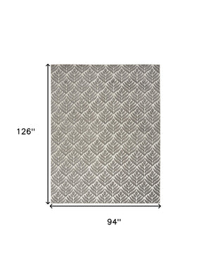 Homeroots 8' X 11' Charcoal Floral Non Skid Indoor Outdoor Area Rug  Polypropylene 505674