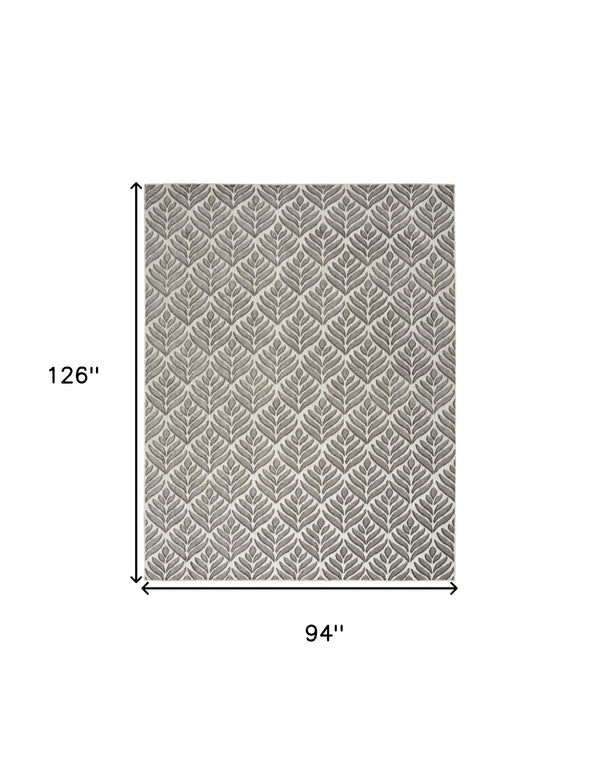 Homeroots 8' X 11' Charcoal Floral Non Skid Indoor Outdoor Area Rug  Polypropylene 505674