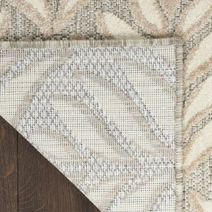 HomeRoots 9' Stunning Ivory and Grey Floral Area Rug - Stain Resistant, Non-Skid, Perfect for Any Room 6' X 9' 505675