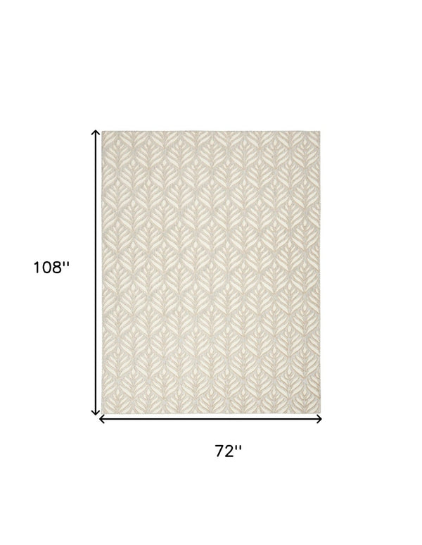 HomeRoots 9' Stunning Ivory and Grey Floral Area Rug - Stain Resistant, Non-Skid, Perfect for Any Room 6' X 9' 505675