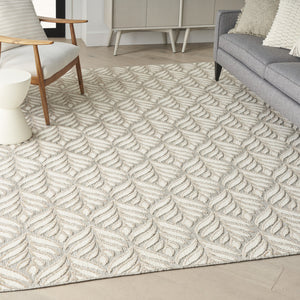 Homeroots 6' X 9' Ivory And Grey Floral Stain Resistant Non Skid Area Rug  Polypropylene 505675