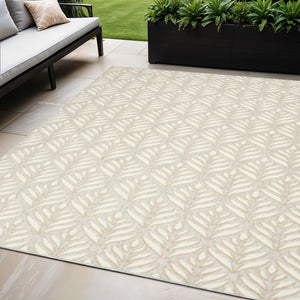 HomeRoots 9' Stunning Ivory and Grey Floral Area Rug - Stain Resistant, Non-Skid, Perfect for Any Room 5' X 8' 505678