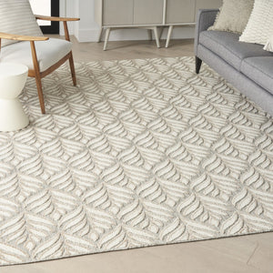 HomeRoots 9' Stunning Ivory and Grey Floral Area Rug - Stain Resistant, Non-Skid, Perfect for Any Room 5' X 8' 505678