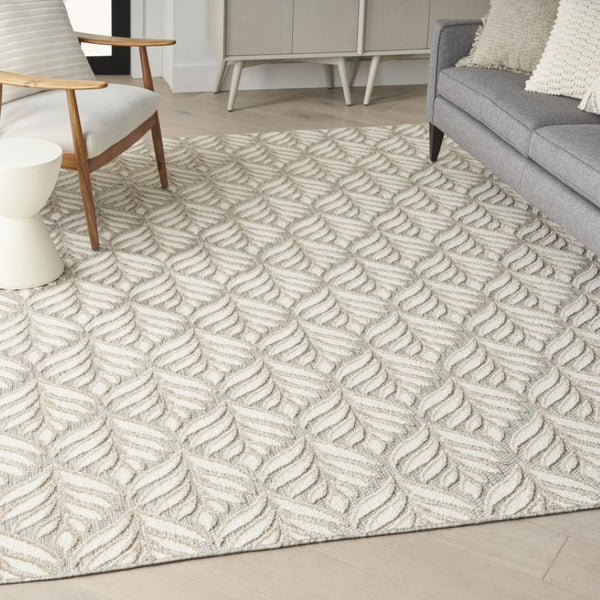 HomeRoots 9' Stunning Ivory and Grey Floral Area Rug - Stain Resistant, Non-Skid, Perfect for Any Room 5' X 8' 505678