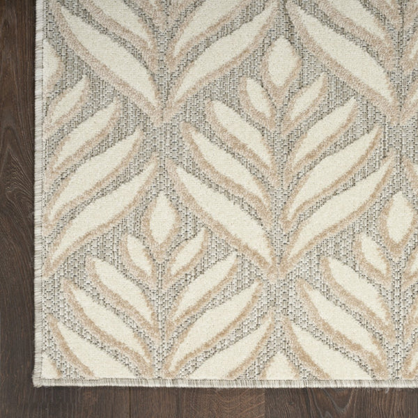 HomeRoots 8' X 11' Ivory and Gray Floral Area Rug - Elegant Indoor/Outdoor Non-Skid Design, Durable & Stylish 505679