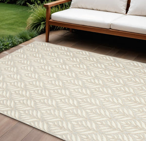 HomeRoots 8' X 11' Ivory and Gray Floral Area Rug - Elegant Indoor/Outdoor Non-Skid Design, Durable & Stylish 505679