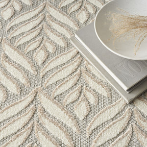 HomeRoots 8' X 11' Ivory and Gray Floral Area Rug - Elegant Indoor/Outdoor Non-Skid Design, Durable & Stylish 505679