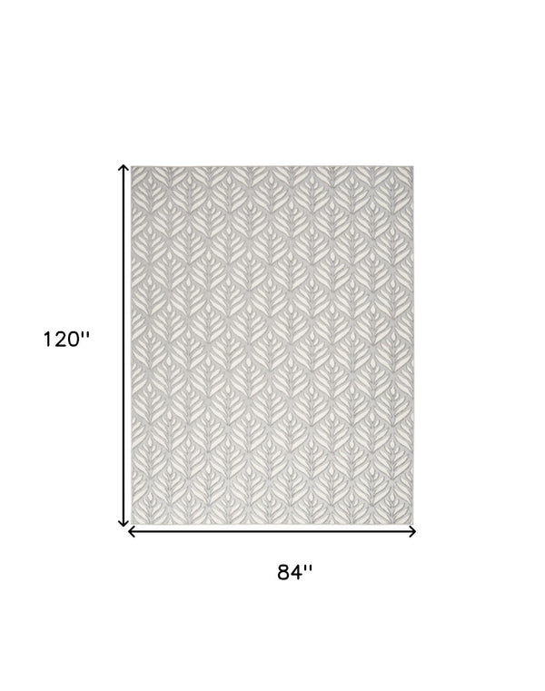 HomeRoots 9' Elegant Grey Floral Area Rug - Stain Resistant, Non-Skid, Durable for High-Traffic Rooms 7' X 10' 505681
