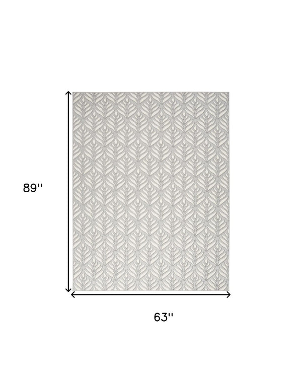 HomeRoots 9' Elegant Grey Floral Area Rug - Stain Resistant, Non-Skid, Durable for High-Traffic Rooms 5' X 8' 505683