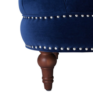 English Elm Jennifer Taylor Home - La La Rosa Victorian Tufted Upholstered Accent Chair in Luxe Velvet with Nailhead Trim and Support Navy Blue B2719P238179