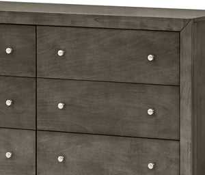 English Elm Burlington modern 6-drawer dresser with nickel hardware, dove-tailed drawers and durable wood veneer finish for stylish bedroom storage Gray 19 L x 60 W x 37 H B078108127