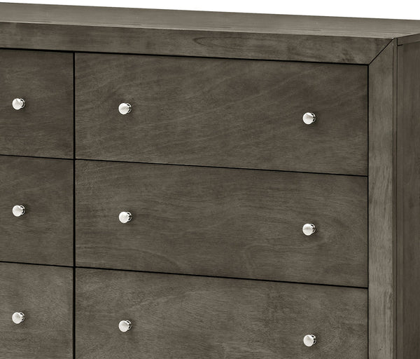 English Elm Burlington modern 6-drawer dresser with nickel hardware, dove-tailed drawers and durable wood veneer finish for stylish bedroom storage Gray 19 L x 60 W x 37 H B078108127