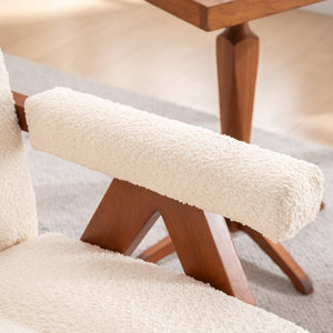 English Elm Mid-century Modern Chenille Accent Chair Cloud Silhouette Oak Frame Living Room Lounge W1170P425382