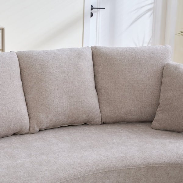 English Elm 73.82" Wide Curved Chenille Loveseat with Deep Lounge Seat and Sculptural Modern Frame Taupe W3189S00034
